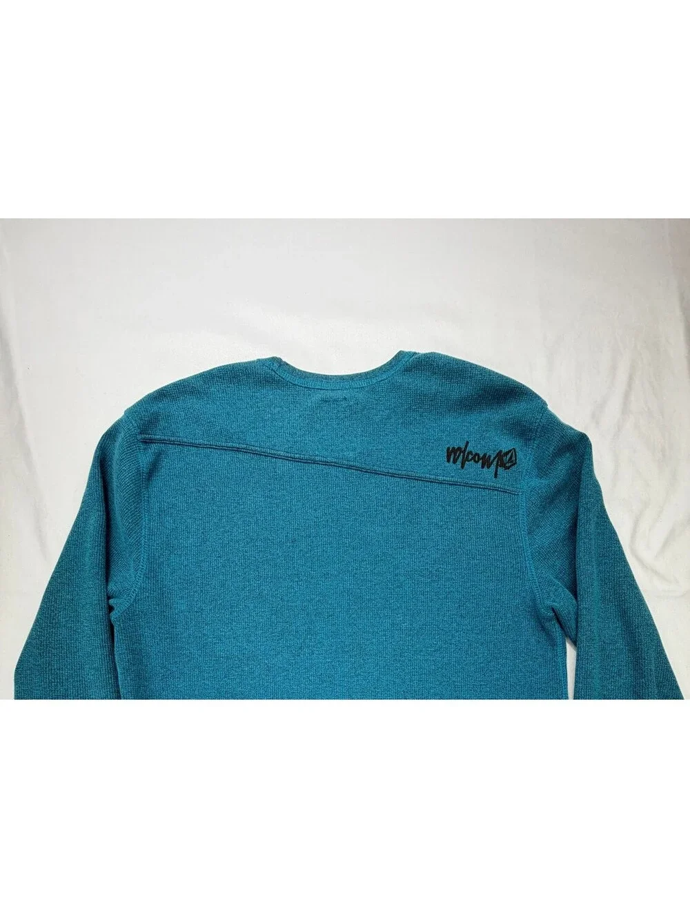 Volcom Men's Sweater Encore Marled Thermal Crew Neck Pullover Size Large Blue